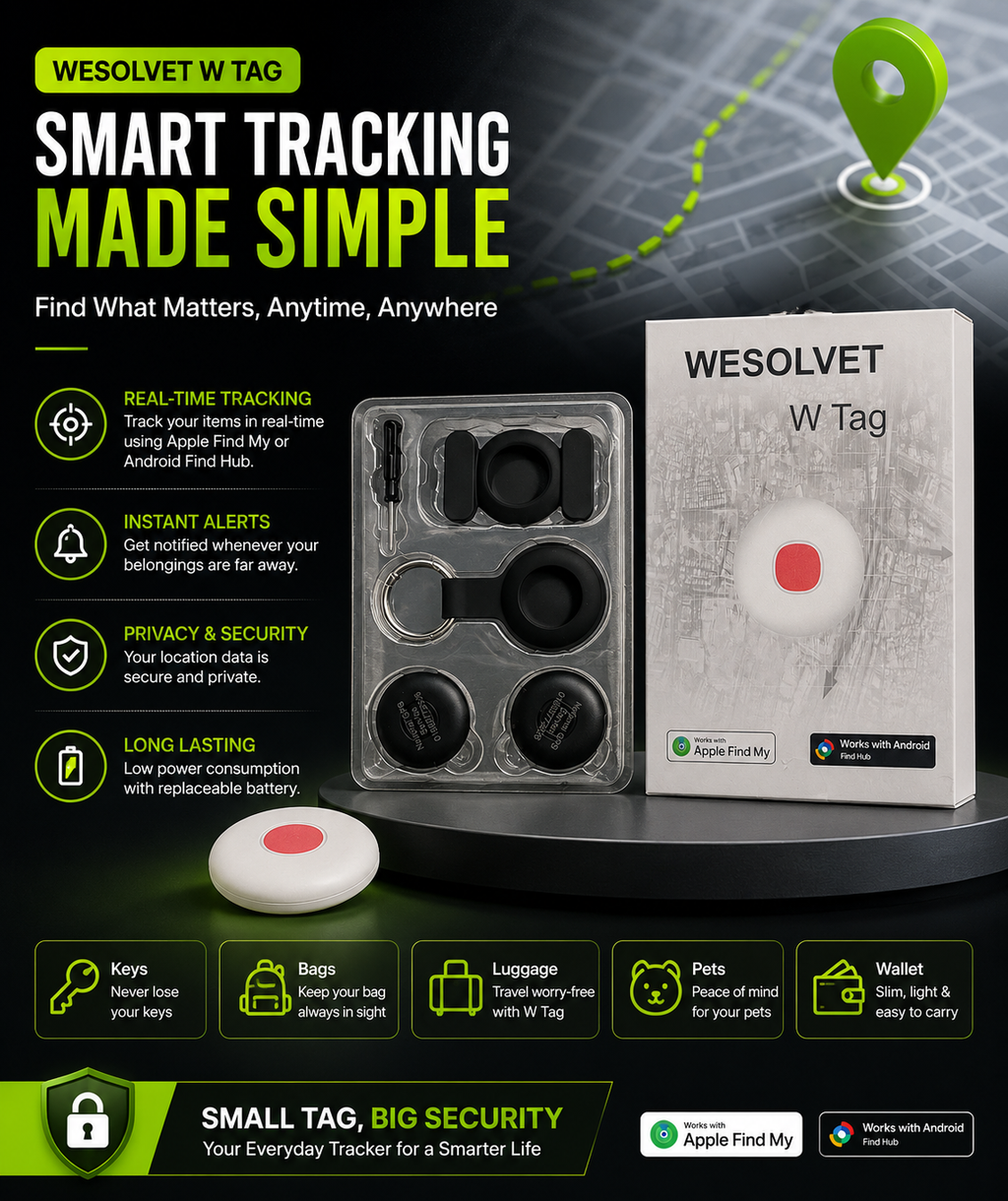 Smart Tag GPS – iPhone & Android Supported | Apple Find My & Google Find Hub | 1 Year Battery Backup